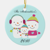 Aangepaste versie van Aangepaste Snowman Family Or Keramisch Ornament (Voorkant)