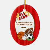 Aangepaste versiering Alle Star Red Keramisch Ornament (Voorkant)