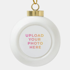 Aangepaste versiering | Foto, naam en familiestuk Keramische Bal Ornament