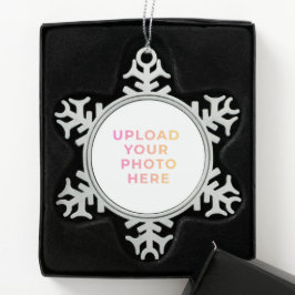 Aangepaste versiering | Foto, naam en familiestuk Tin Sneeuwvlok Ornament