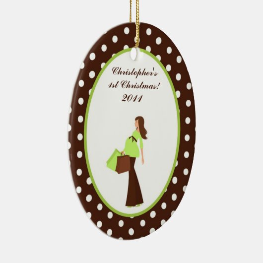 Aangepaste versiering G Mod Mam Polka Do Keramisch Ornament (Rechts)