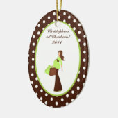 Aangepaste versiering G Mod Mam Polka Do Keramisch Ornament (Links)