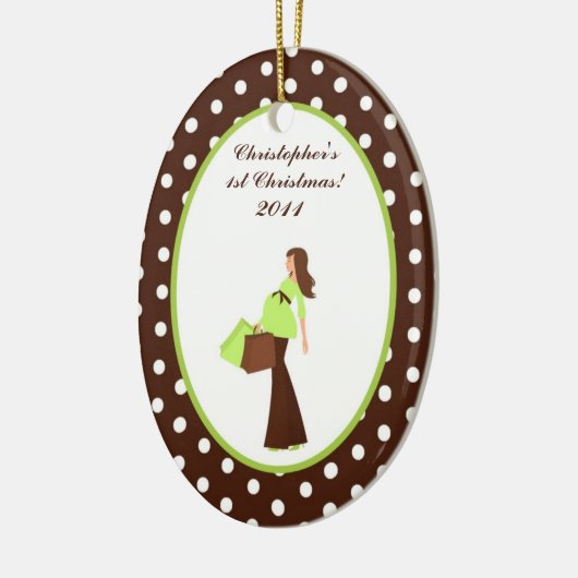 Aangepaste versiering G Mod Mam Polka Do Keramisch Ornament (Links)