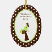 Aangepaste versiering G Mod Mam Polka Do Keramisch Ornament (Voorkant)