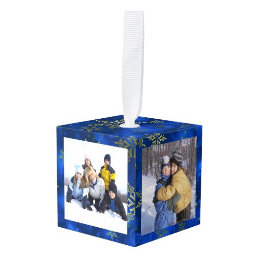 Aangepaste versiering van 4 foto-kubusbeelden decoratie (Voorkant hoekig)