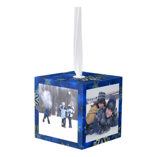 Aangepaste versiering van 4 foto-kubusbeelden decoratie (Achter hoekig)