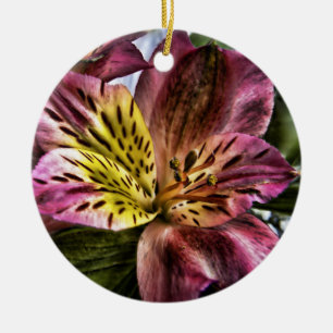 Aangepaste versiering van alstroemeria Peruvian Li Keramisch Ornament