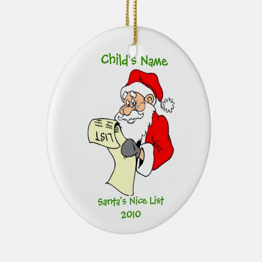 Aangepaste versiering van de Nice-lijst van Santa Keramisch Ornament (Rechts)