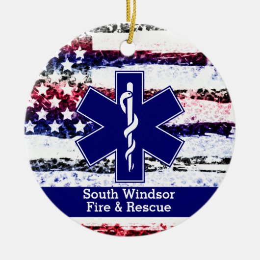 Aangepaste versiering van Dept EMS Star Life-Logo  Keramisch Ornament (Voorkant)