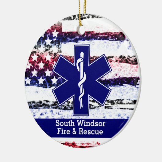 Aangepaste versiering van Dept EMS Star Life-Logo  Keramisch Ornament (Links)