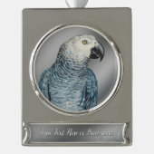 Aangepaste versiering van je foto hier Keepsakes Verzilverd Banner Ornament (Voorkant)