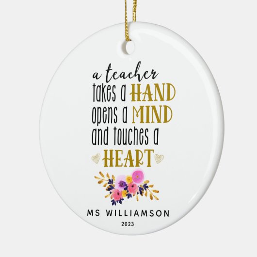 Aangepaste versiering voor lerarenwaardering Typog Keramisch Ornament (Links)
