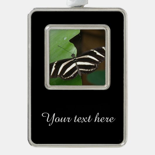 Aangepaste versiering voor  Zebra langwerpvlinder Verzilverd Omlijst Ornament (Voorkant)