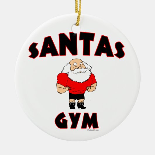 Aangepaste versieringen Santas Gym Keramisch Ornament (Voorkant)