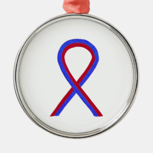 Aangepaste versieringen voor blauw en rood bewustz metalen ornament