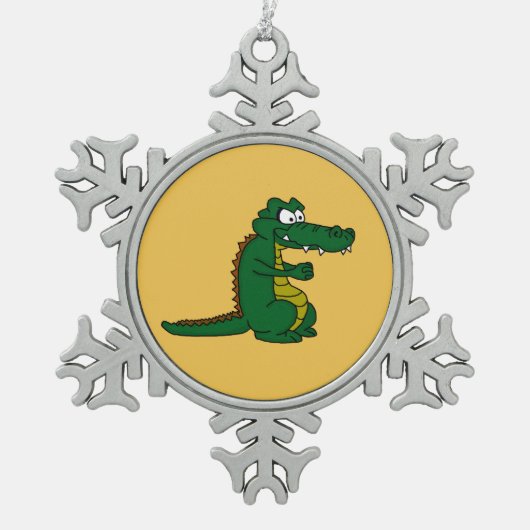 Aangepaste versieringen voor krokodillenontwerp tin sneeuwvlok ornament (Voorkant)