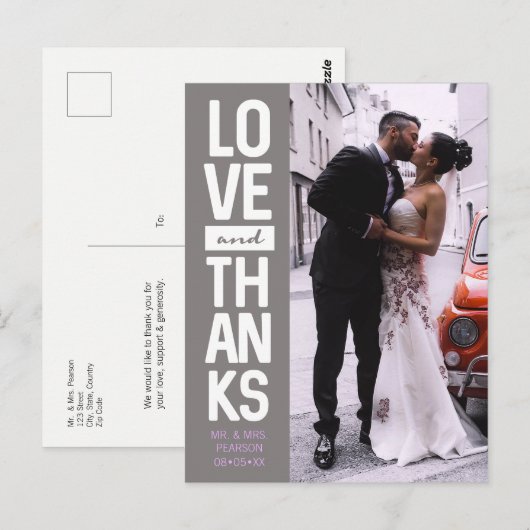 Aangepaste Verticale Foto Huwelijk "liefde & bedan Briefkaart (Voorkant / Achterkant)