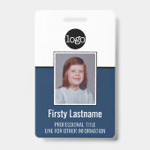 Aangepaste verticale foto van werknemer met streep badge (Voorzijde)