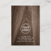 Aangepaste verticale logo van gekleurde bruinhoutk afsprakenkaartje (Achterkant)