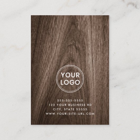 Aangepaste verticale logo van gekleurde bruinhoutk afsprakenkaartje (Achterkant)