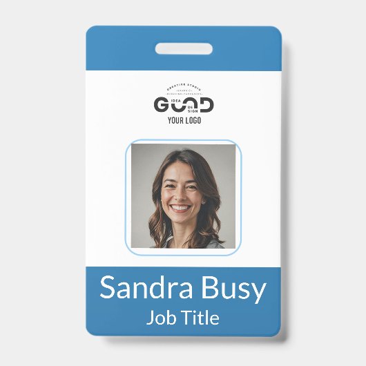 Aangepaste verticale personeelsfoto ID-badge | Pro Badge (Voorzijde)