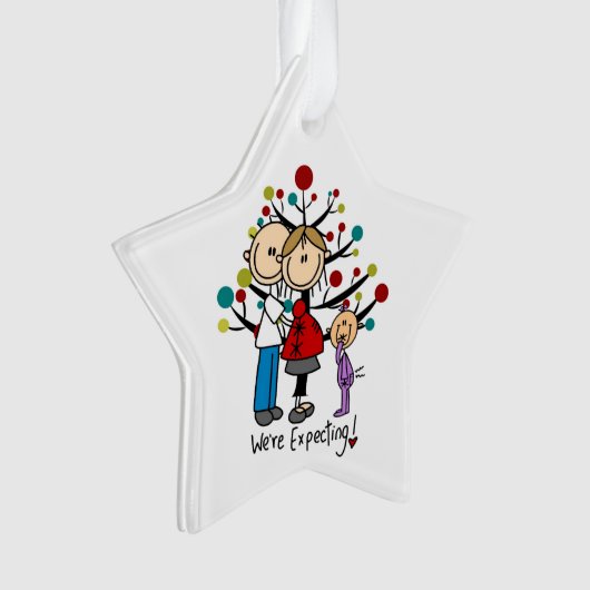 Aangepaste Verwachte Paar en Meisje Acryl Ornament (voorkant)
