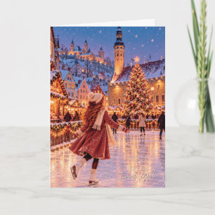 Aangepaste verzen Tallinn Kerst ijsbaan Kaart