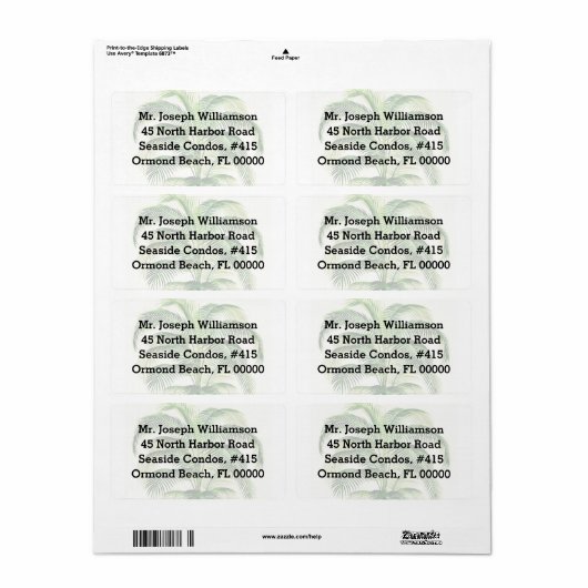 Aangepaste verzendlabels met palmstructuur etiket (Full Sheet)