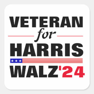 Aangepaste veteranen voor Harris Waltz 2024 verkie Vierkante Sticker