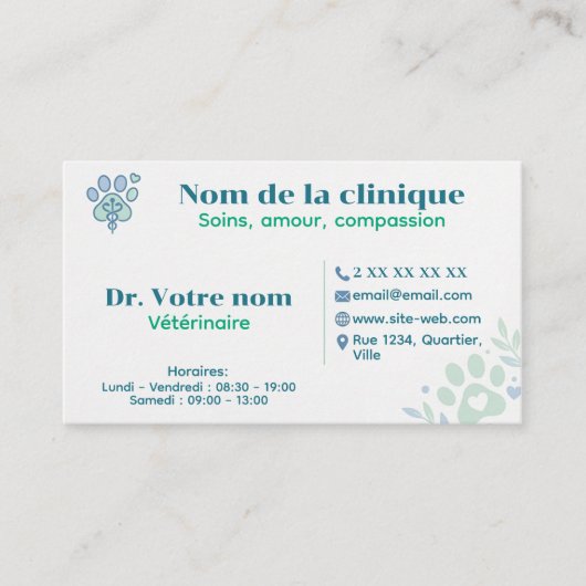 Aangepaste veterinaire visitekaart visitekaartje (Voorkant)