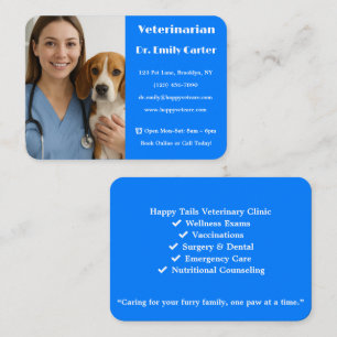 Aangepaste veterinaire visitekaartje met foto blau