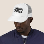 Aangepaste vetgedrukte tekst Mannen persoonlijke t Trucker Pet<br><div class="desc">Voeg hier Afbeelding Company Logo Large Big Bold Font Text Modern Elegant Sjabloon Mannen Vrouwen Unisex Zwart Wit Baseball Pet / Personal Trainer Trucker Hat.</div>