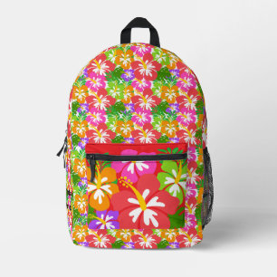Aangepaste Vibrant Hibiscus Kleurrijke Esthetiek Bedrukte Rugzak