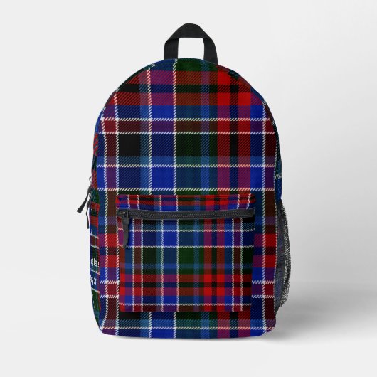 Aangepaste Vibrant Tartan Plaid esthetisch Bedrukte Rugzak (Voorkant)