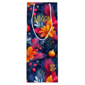 Aangepaste Vibrant Vakantie Bloemen Geschenktas Wijn Cadeautas (Achterkant)
