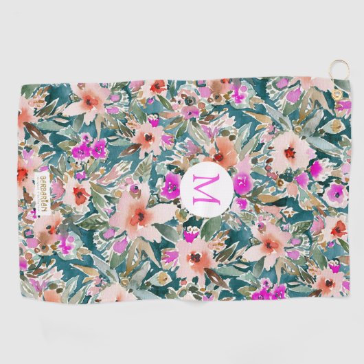 Aangepaste VICARIEUZE VACATIE Lush Tropical Floral Golfhanddoek (Horizontaal)