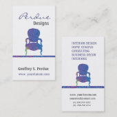 Aangepaste Victoriaans Damasstoel Visitekaartje (Voorkant / Achterkant)