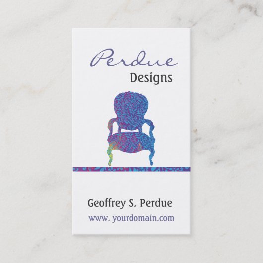 Aangepaste Victoriaans Damasstoel Visitekaartje (Voorkant)