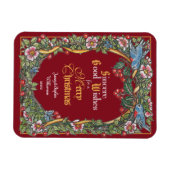 Aangepaste Victoriaans kerstflora Bird Burgundy Magneet (Horizontaal)