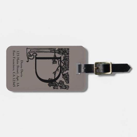 Aangepaste  Victoriaans monogram letter D Bagagelabel (Voorkant horizontaal)