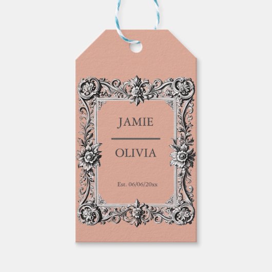 Aangepaste Victoriaans Scroll Lijst – bruiloft kle Cadeaulabel (Voorkant)