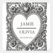 Aangepaste Victoriaans Scroll Lijst - bruiloft Vierkante Sticker (Voorkant)