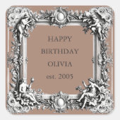 Aangepaste Victoriaans Scroll Lijst – Elegant MOCH Vierkante Sticker (Voorkant)