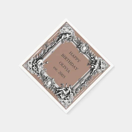 Aangepaste Victoriaans Scroll Lijst – MOCHA bruin Servet (Hoek)