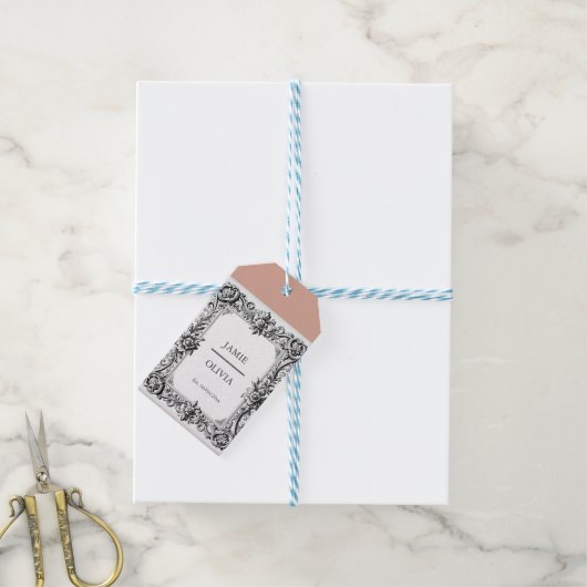 Aangepaste Victoriaans Scroll Lijst servet - bruil Cadeaulabel (Met Touw)