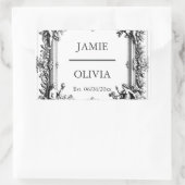 Aangepaste Victoriaans Scroll Lijst servet - bruil Rechthoekige Sticker (Tas)