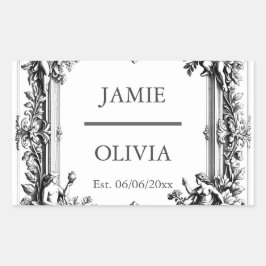 Aangepaste Victoriaans Scroll Lijst servet - bruil Rechthoekige Sticker