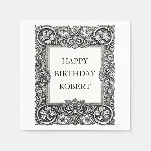 Aangepaste Victoriaans Scroll Lijst servet – Elega (Voorkant)