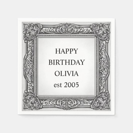 Aangepaste Victoriaans Scroll Lijst servet – Elega (Voorkant)