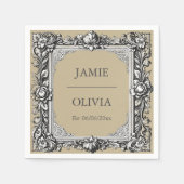 Aangepaste Victoriaans Scroll Lijst servet – mocha (Voorkant)